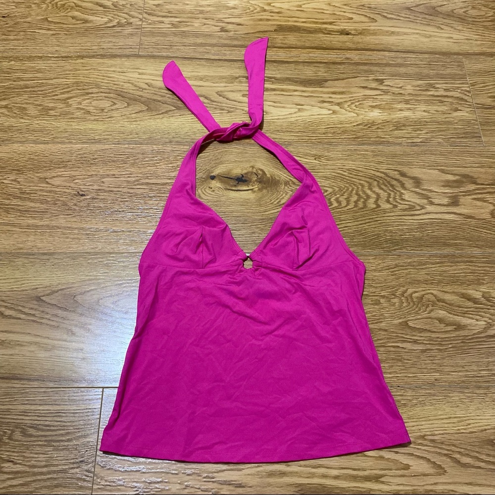 Hot pink halter top swimsuit top